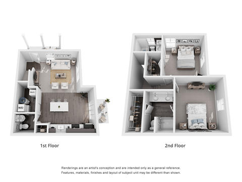 Floor plan for 2 beds, 2.5 baths, 1146 sqft